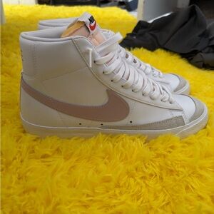 Nike Men’s Cream and Pink High-Top Sneakers